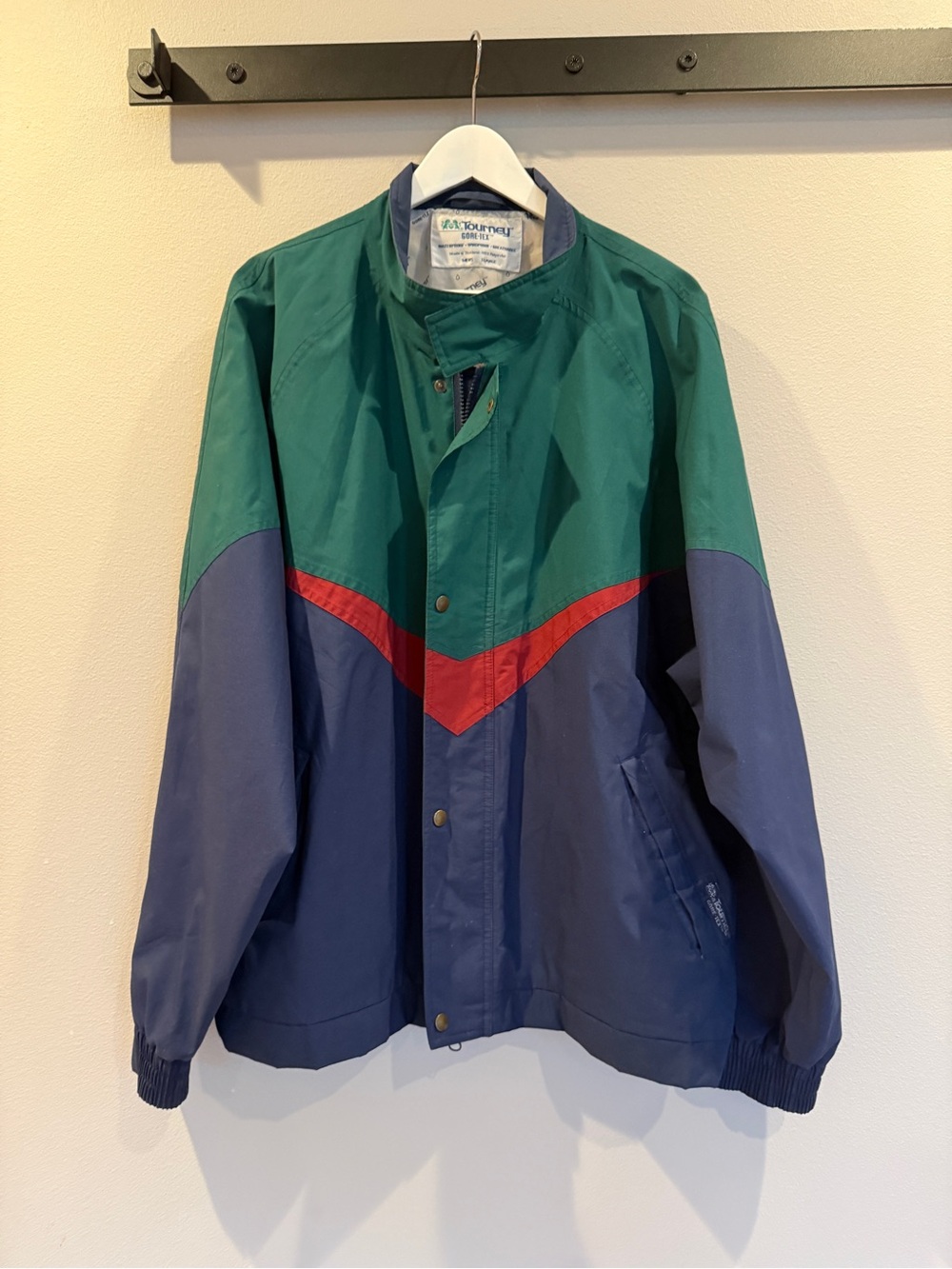 Vintage Tourney Golf Jacket Mens XL Large Snap Colorblock Gore Tex Waterproof